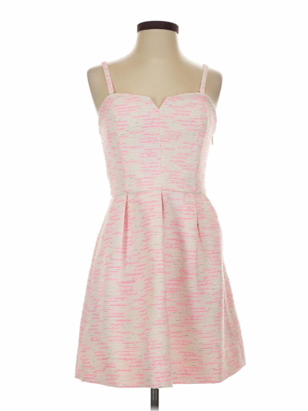 Moulinette Soeurs Pink Cream Textured Fit-and-Flare Mini Dress